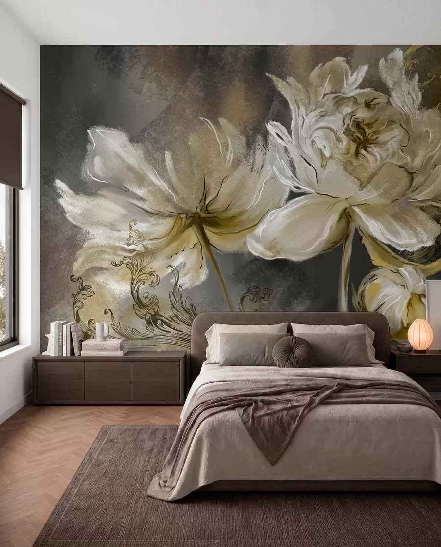 Fotobehang Vintage bloemen op een textuurachtergrond u78738