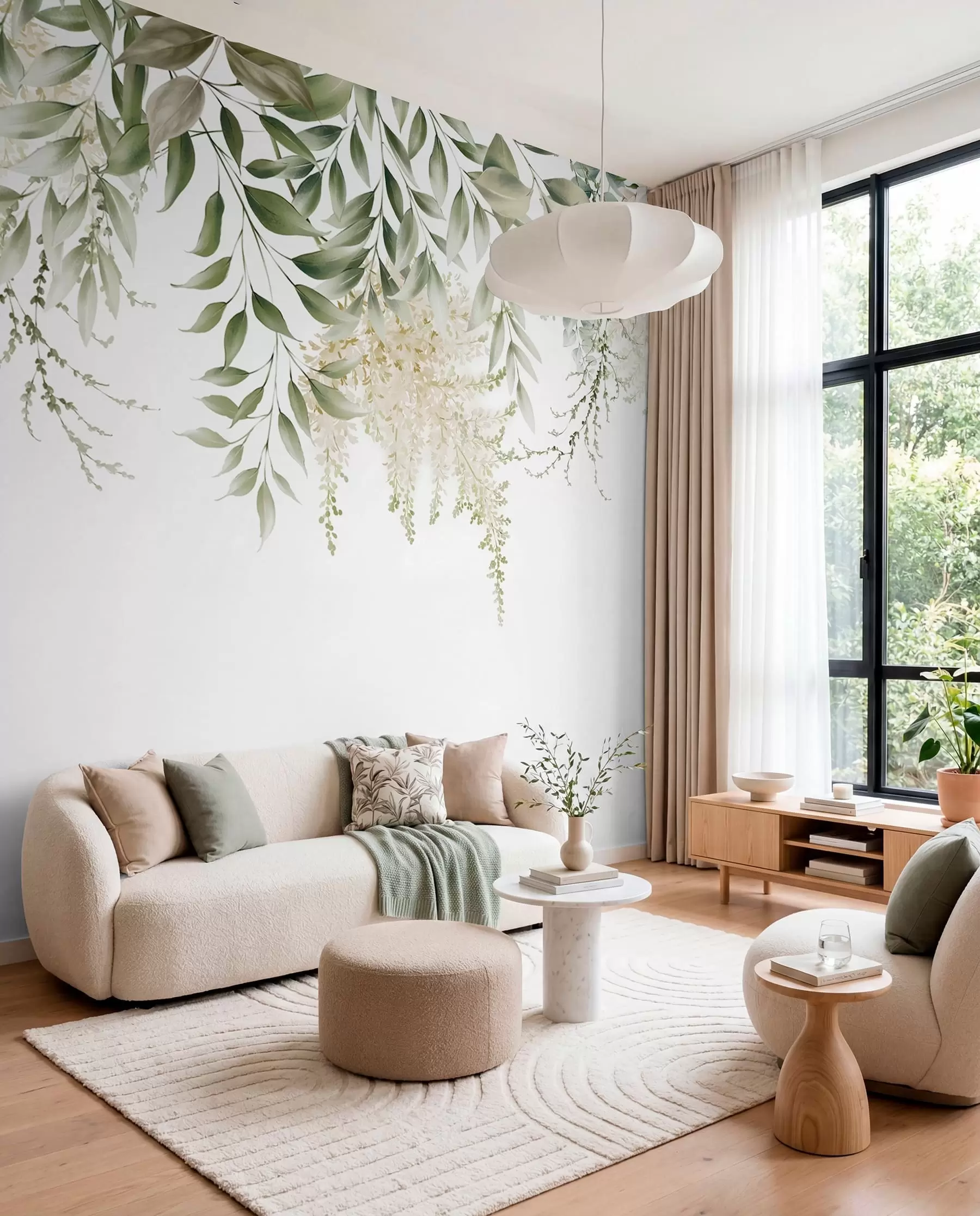 Fotobehang Groene bloemenguirlande u94197