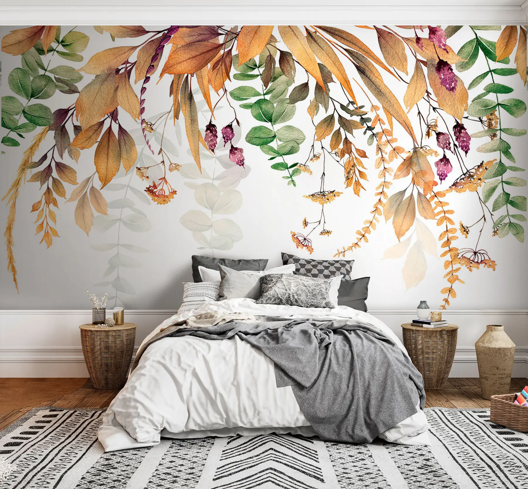Fotobehang Bloemenframe met herfstblaadjes u94198