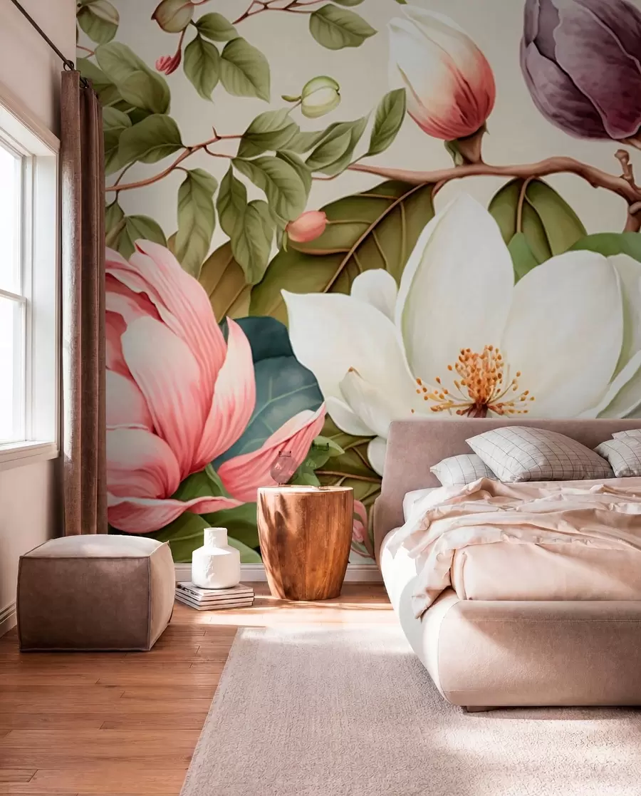 Fotobehang aquarel bloemen lichte borstel u70654