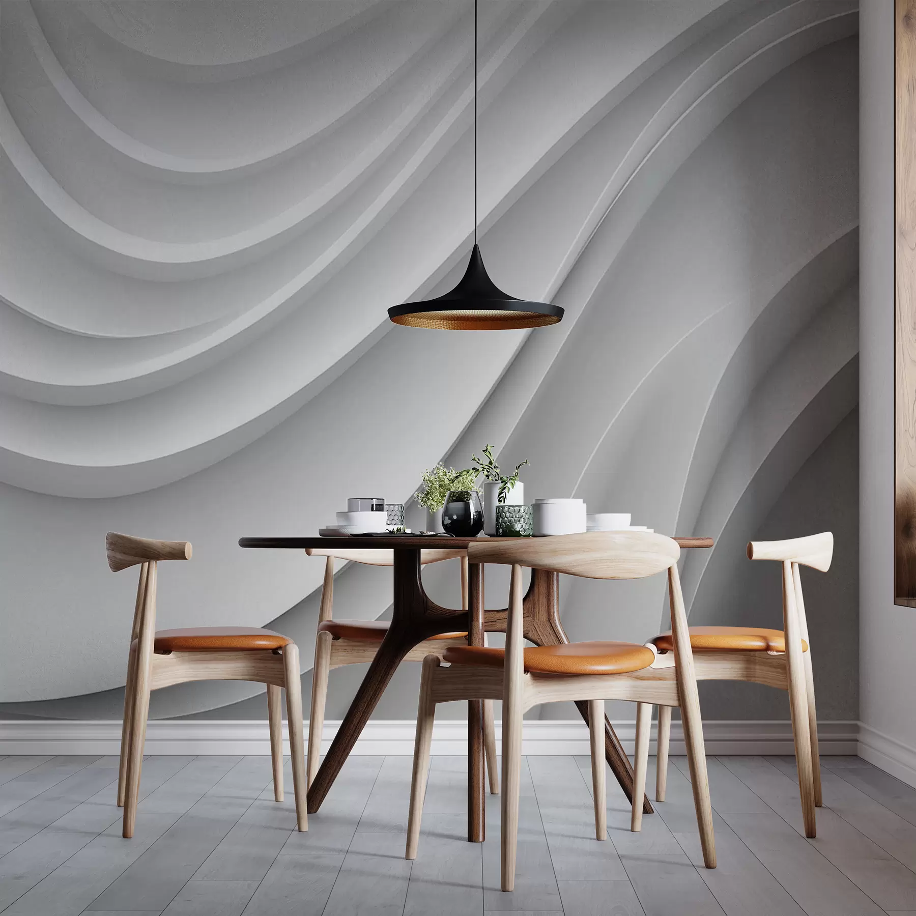 Fotobehang Witte 3D-golven u94078