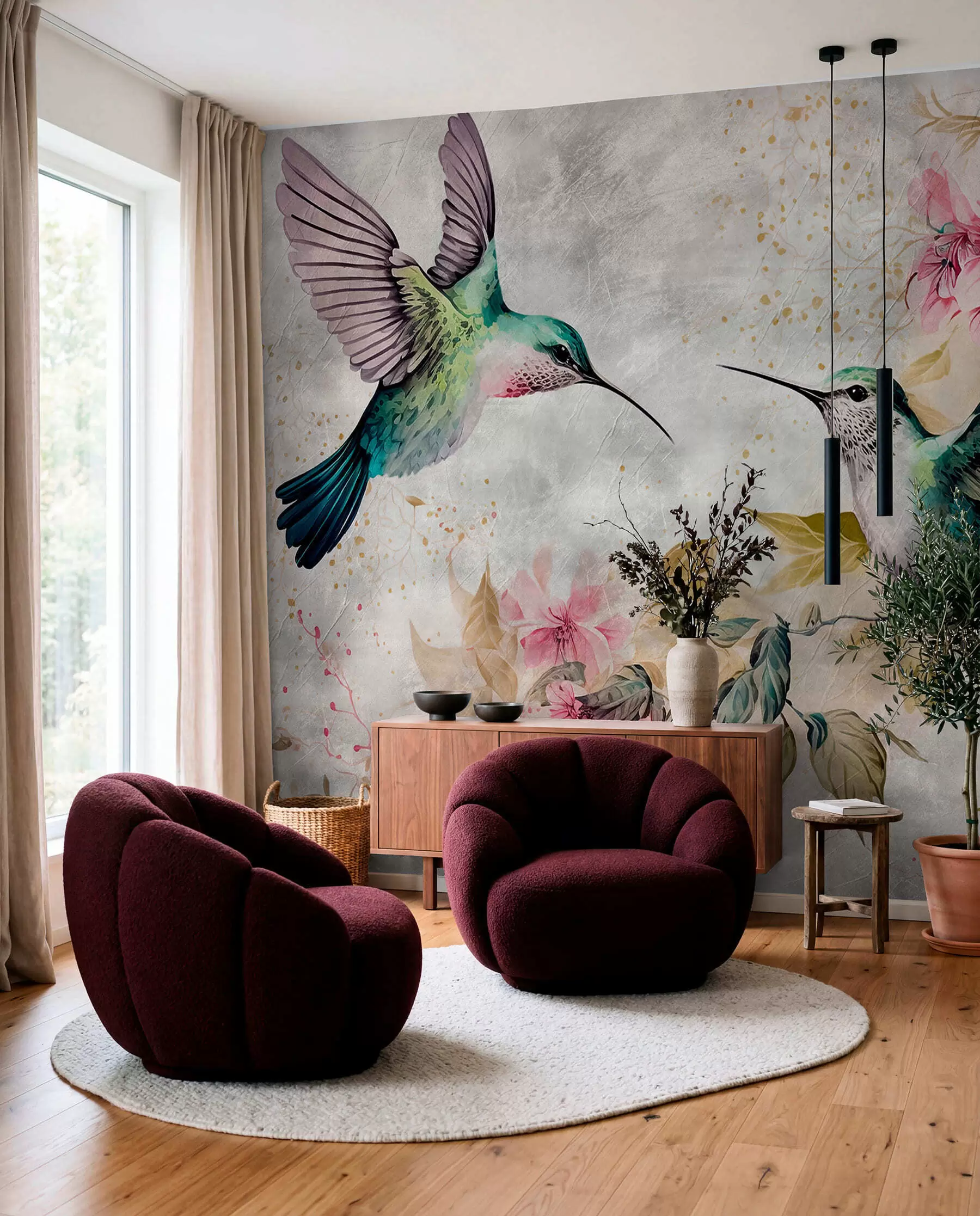 Fotobehang Kolibrieduet u93994
