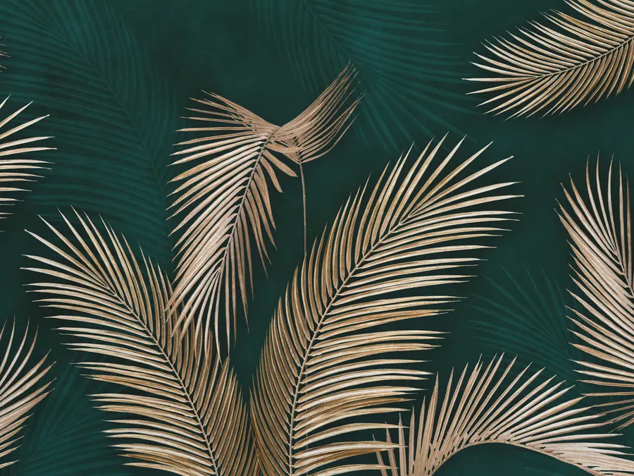 Fotobehang Tropische bladeren op een donkere achtergrond u94012