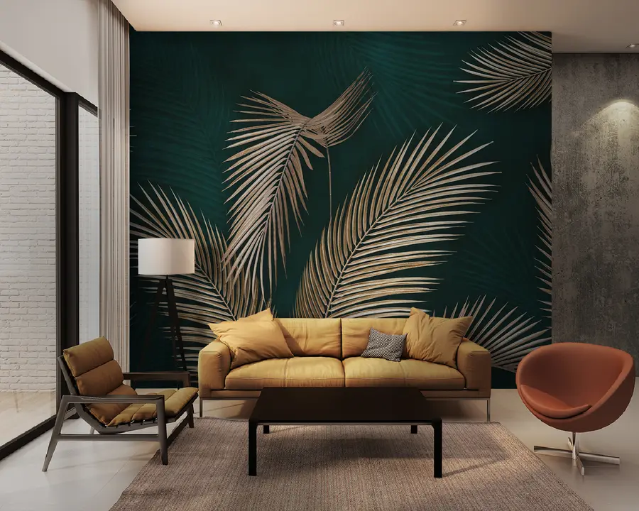 Fotobehang Tropische bladeren op een donkere achtergrond u94012