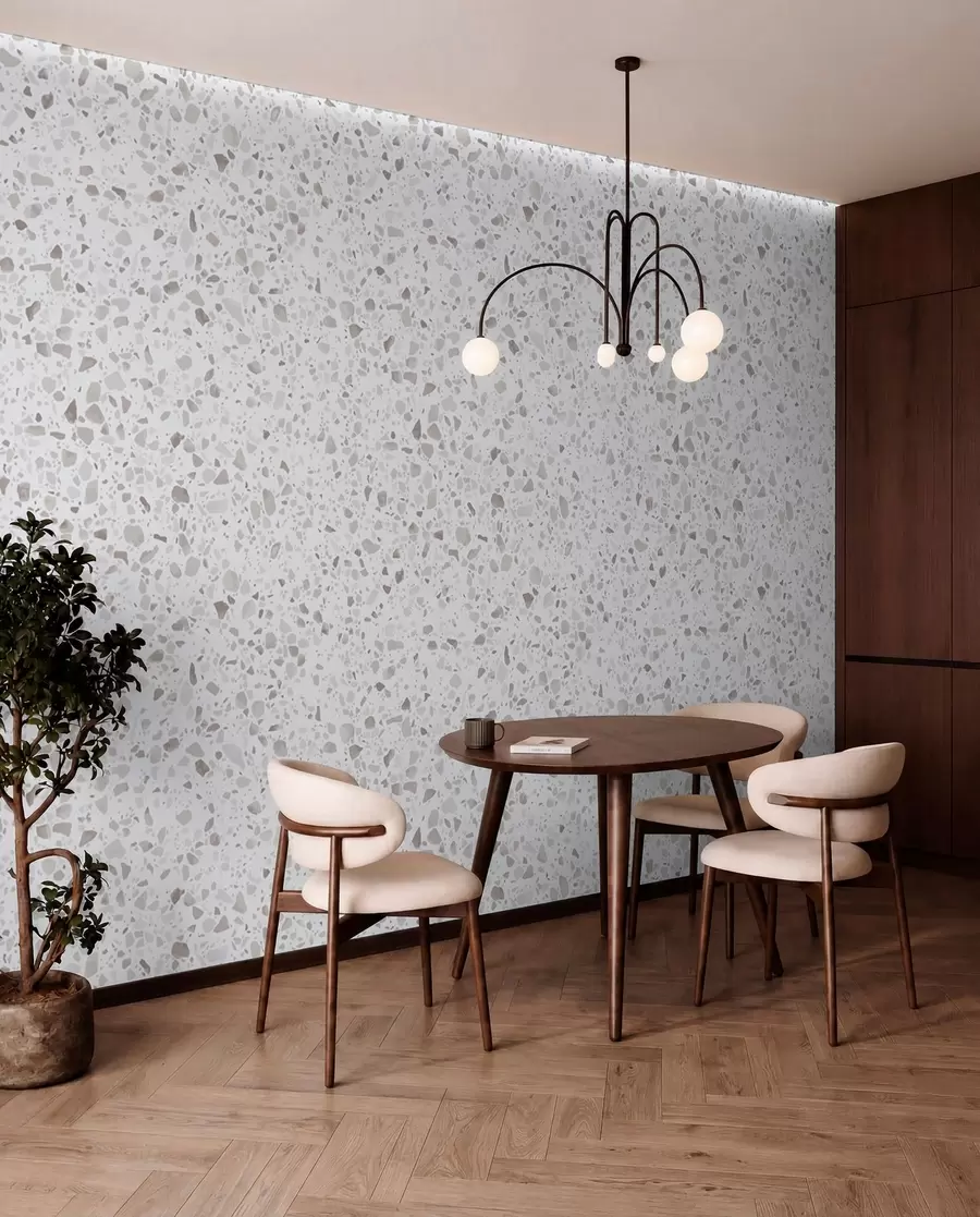 Fotobehang Terrazzo tegels, mozaïek met natuursteen, graniet, marmer, kwarts, beton u94304