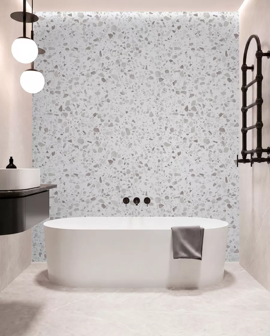 Fotobehang Terrazzo tegels, mozaïek met natuursteen, graniet, marmer, kwarts, beton u94304
