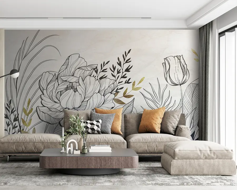 Fotobehang Bloem gebladerte u94307