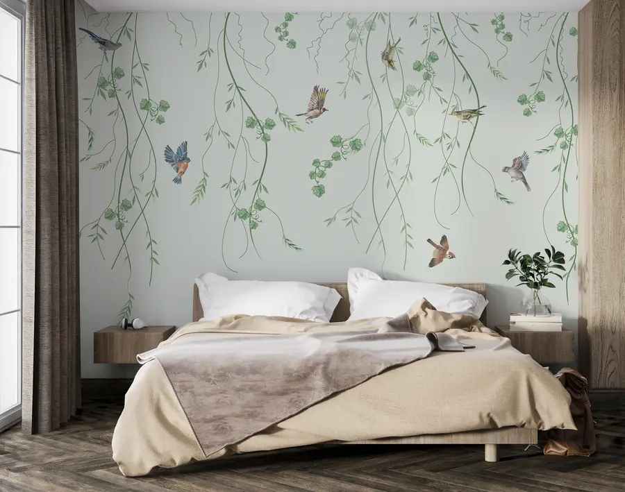 Fotobehang Takken met vogels, Chinoiserie u94493