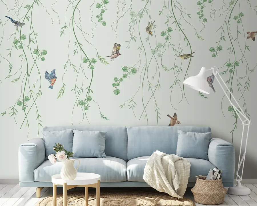 Fotobehang Takken met vogels, Chinoiserie u94493
