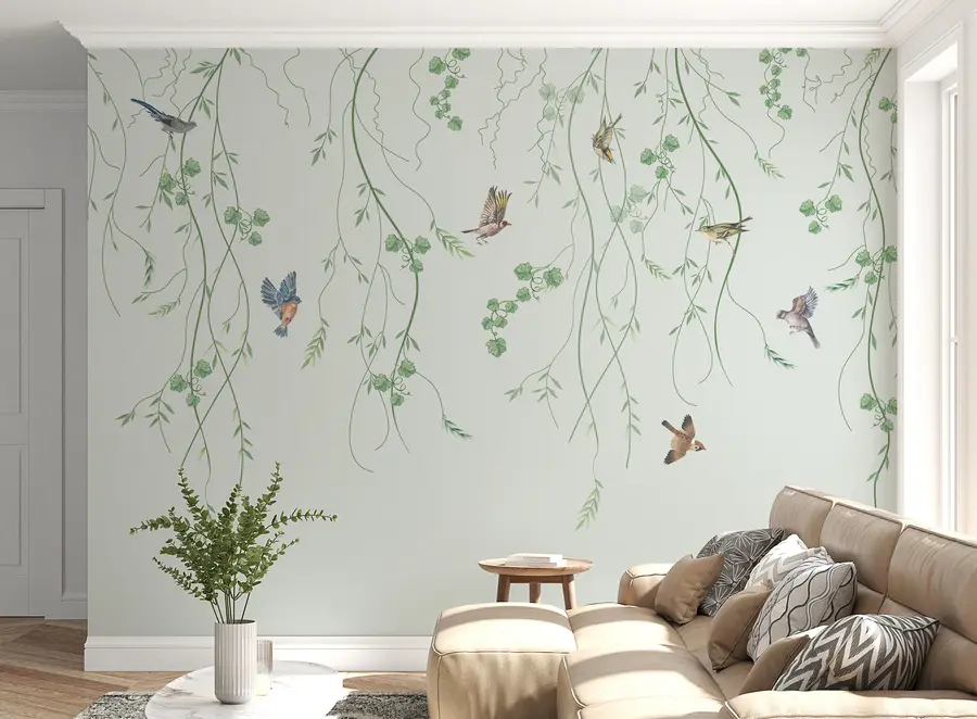 Fotobehang Takken met vogels, Chinoiserie u94493