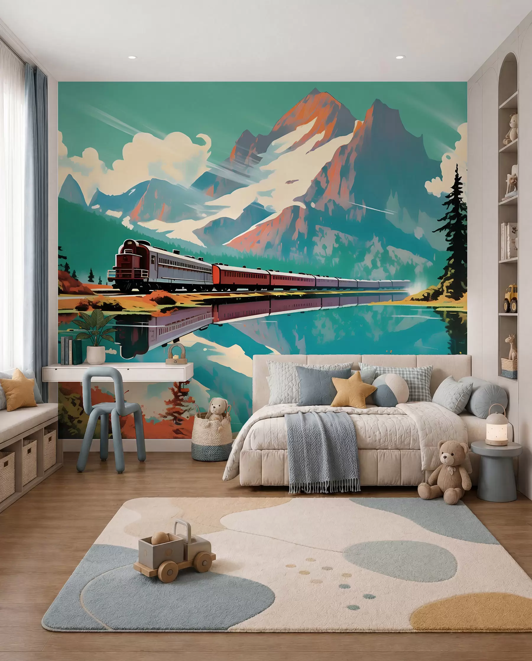 Fotobehang Berglandschap en trein u94759