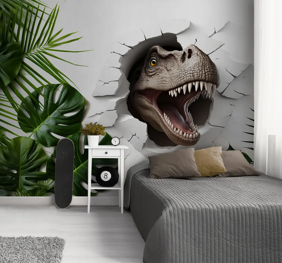 Fotobehang 3D dinosaurus en bladeren u94772