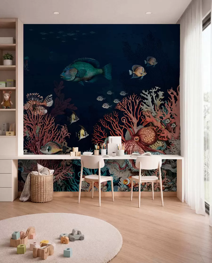 Fotobehang Koraalriffen en vissen in de diepten van de baai u94467