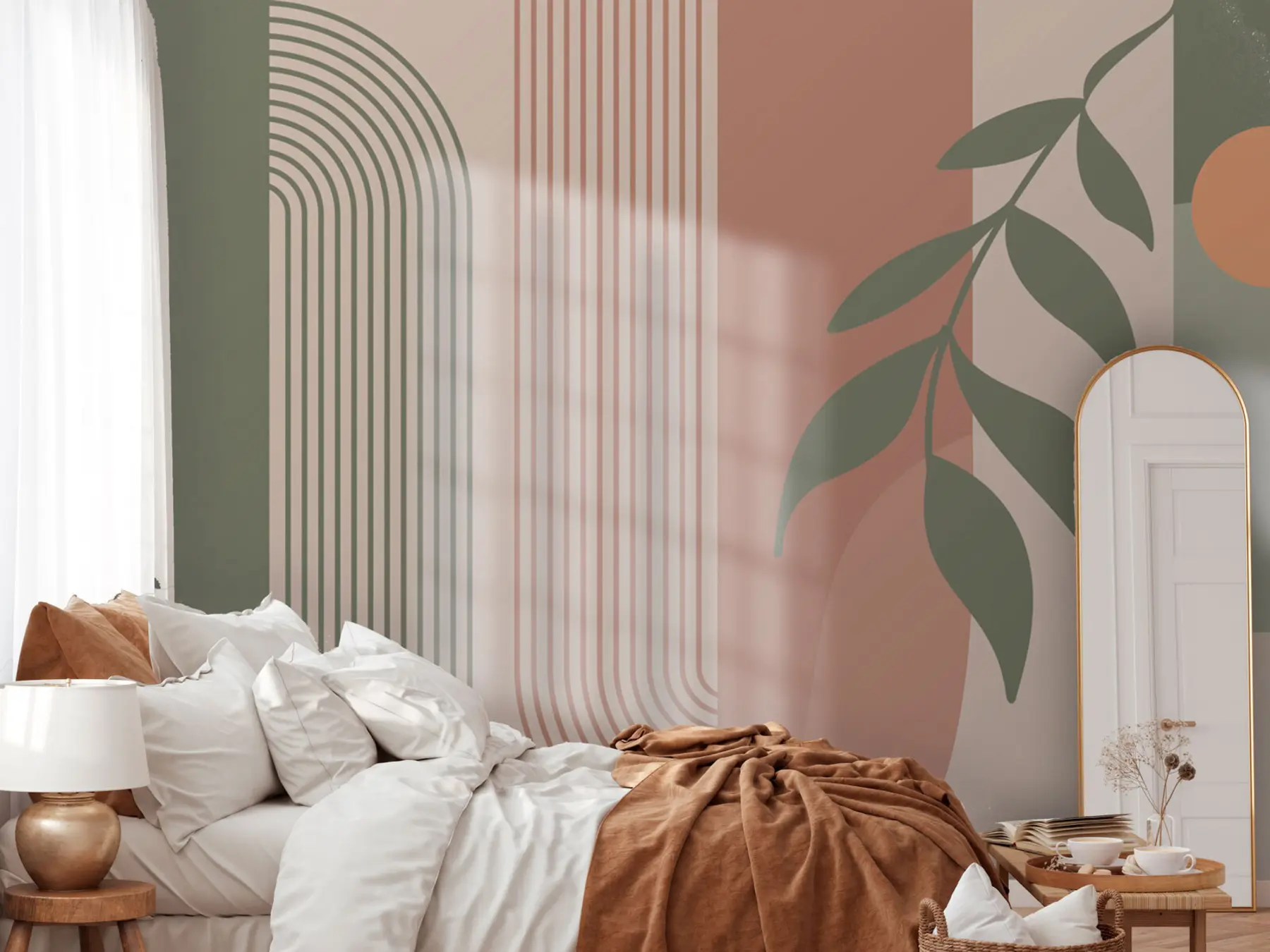 Fotobehang Bogen en decoratieve elementen in boho-stijl u94153