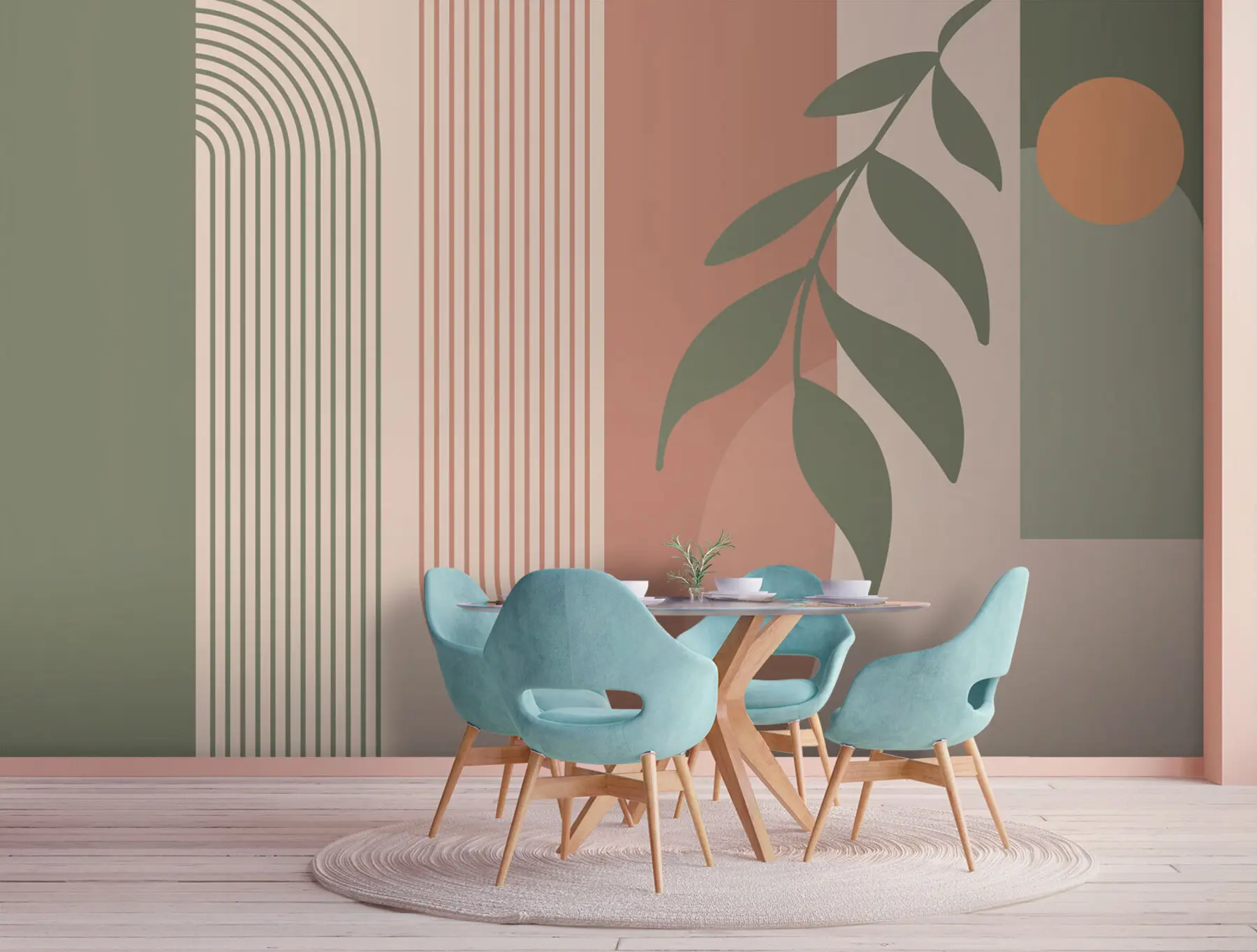 Fotobehang Bogen en decoratieve elementen in boho-stijl u94153