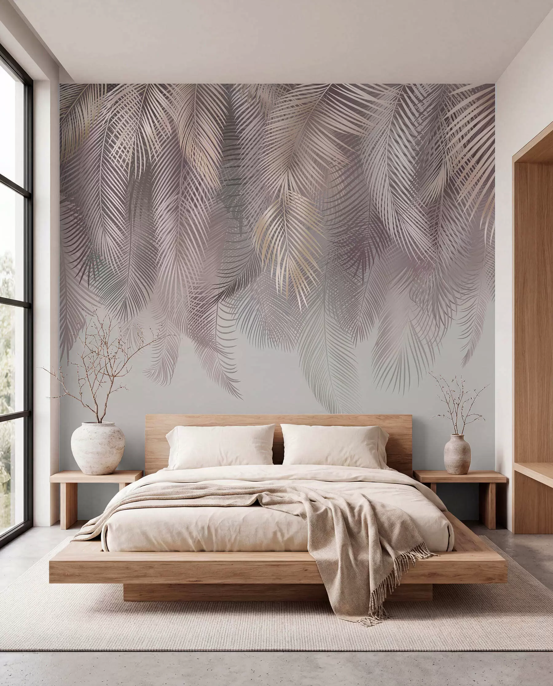 Fotobehang Roze palmbladeren u94375