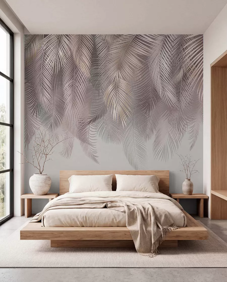 Fotobehang Roze palmbladeren u94375