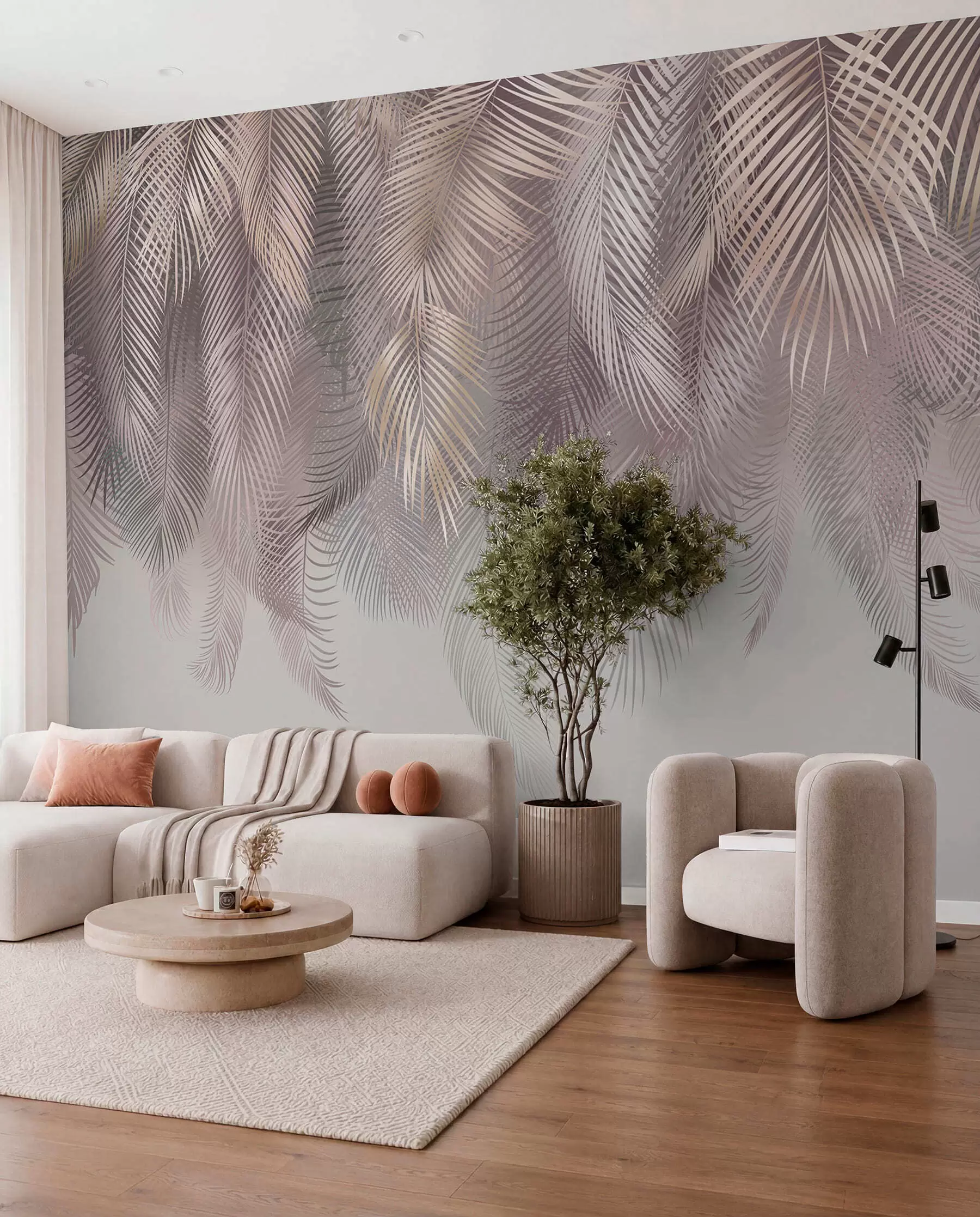 Fotobehang Roze palmbladeren u94375