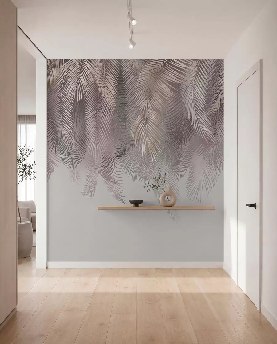 Fotobehang Roze palmbladeren u94375