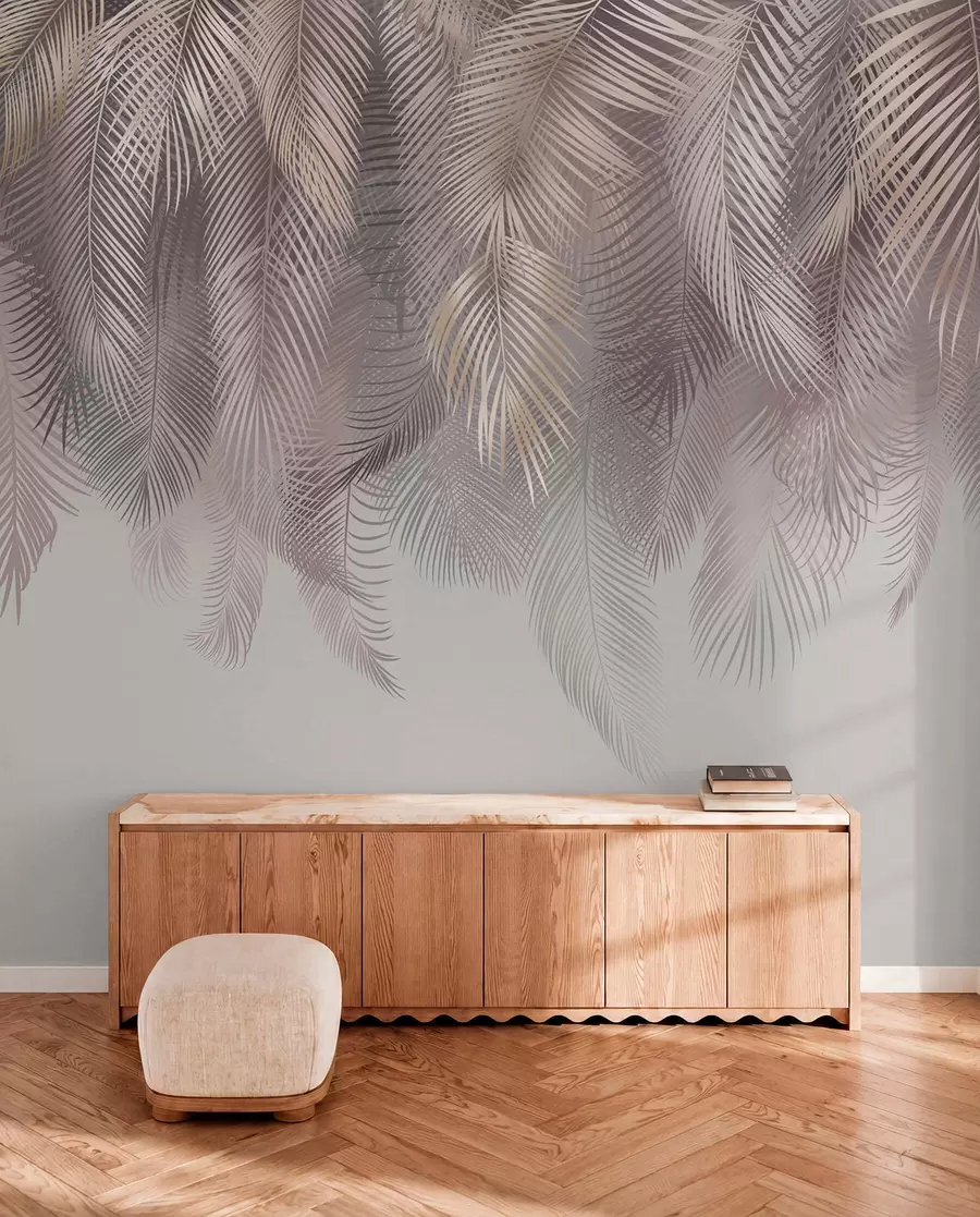 Fotobehang Roze palmbladeren u94375