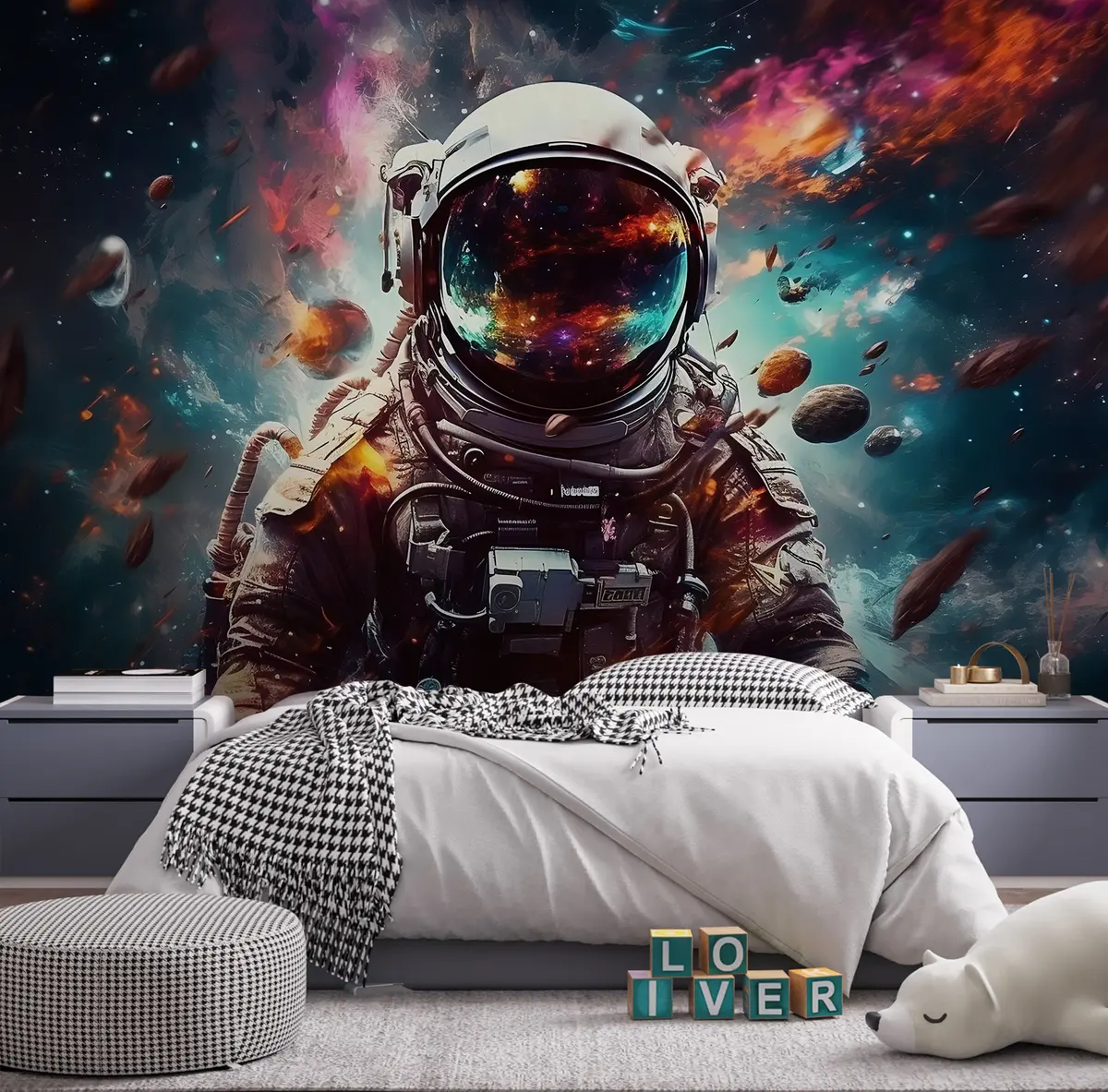 Fotobehang Astronaut in een kleurenzee u95147