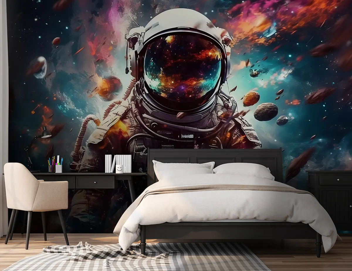 Fotobehang Astronaut in een kleurenzee u95147