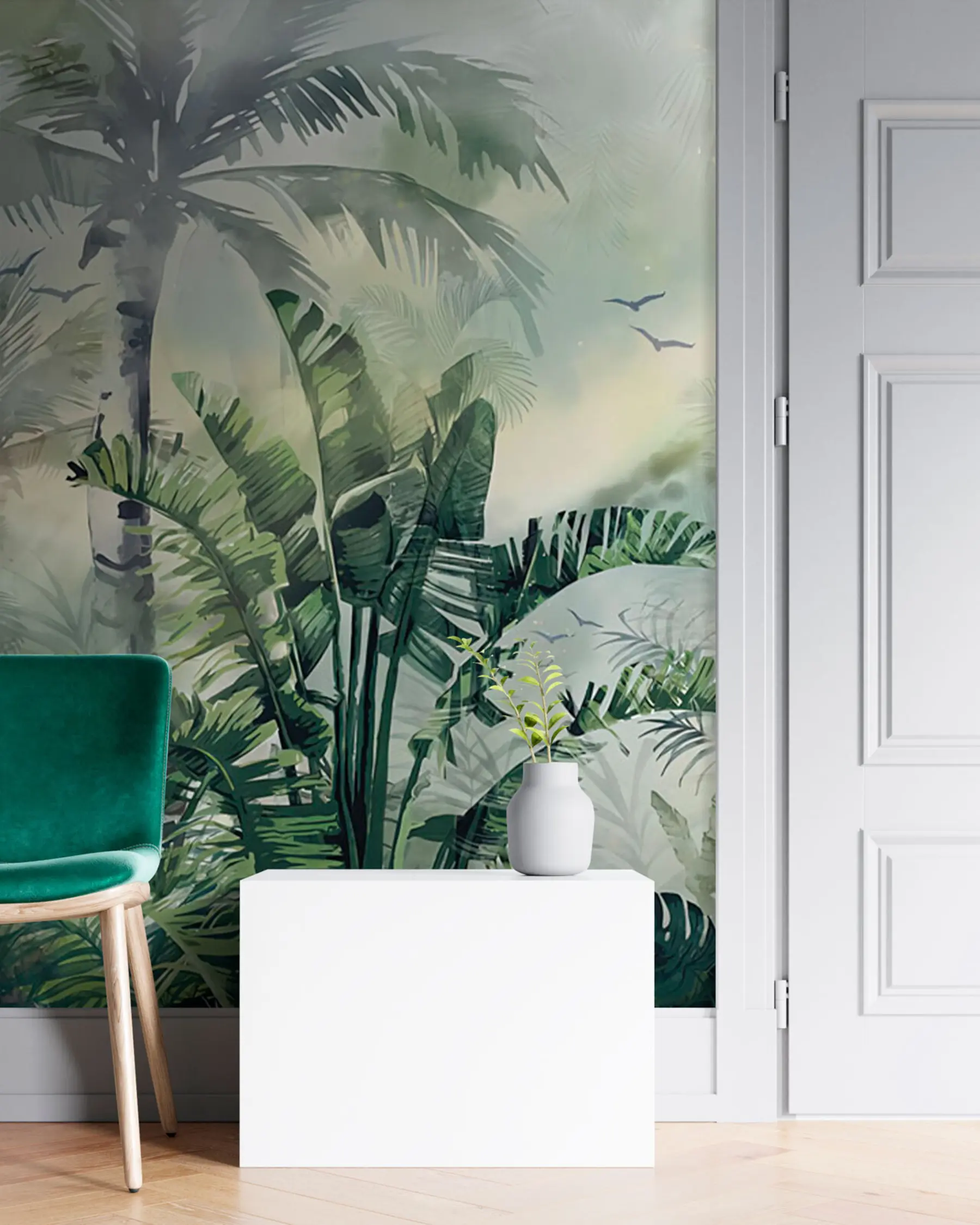 Fotobehang Tropische jungle met palmbomen u94632