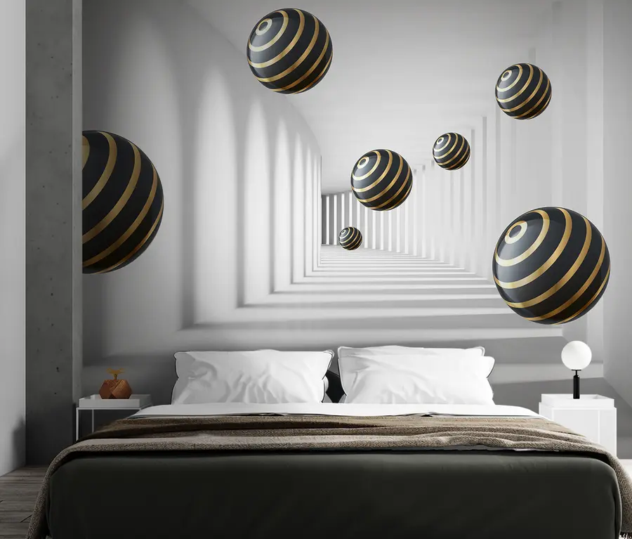 Fotobehang 3d abstracte tunnel met ballen u95356