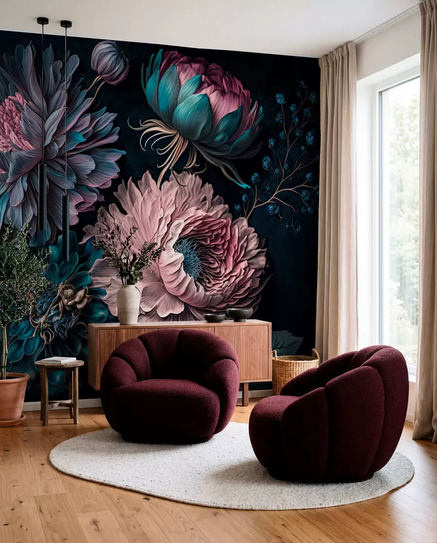 Fotobehang Bloemen na zonsondergang u75404