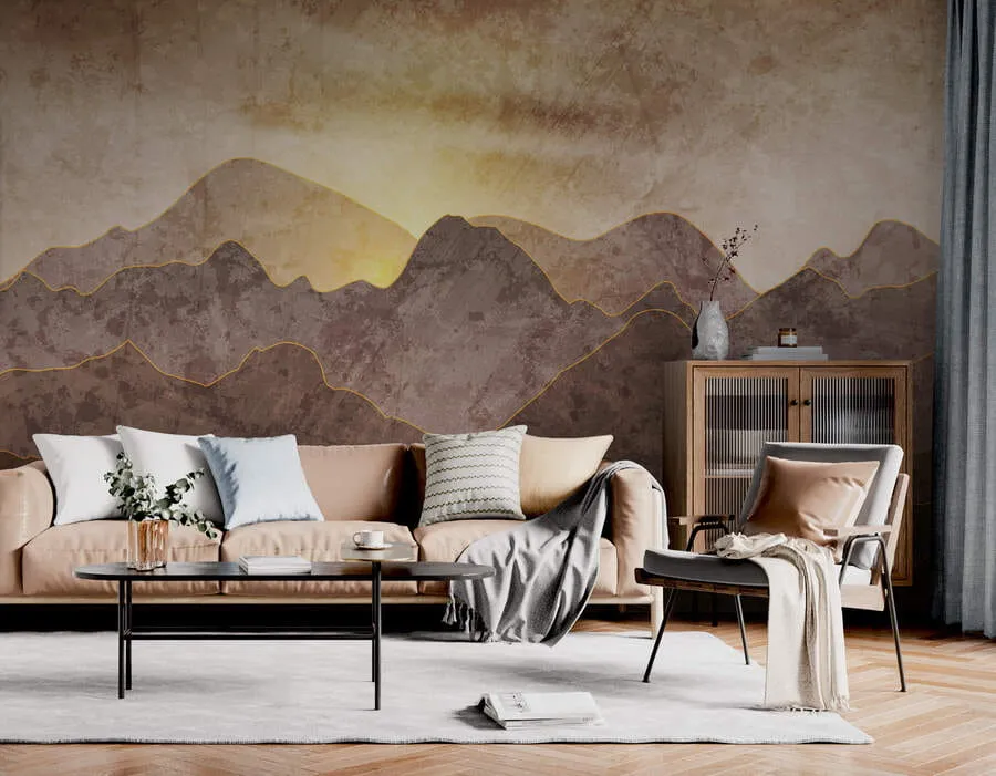 Fotobehang Landschap met bergtoppen u94314