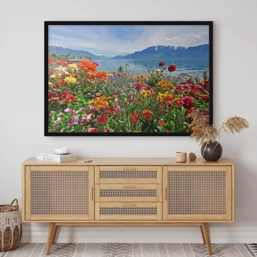 Fotobehang Water, lucht en bloem f00006