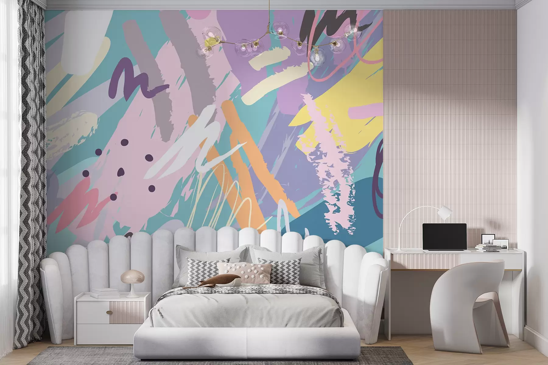 Fotobehang Kleurrijke lijnen abstracte stijl u95237