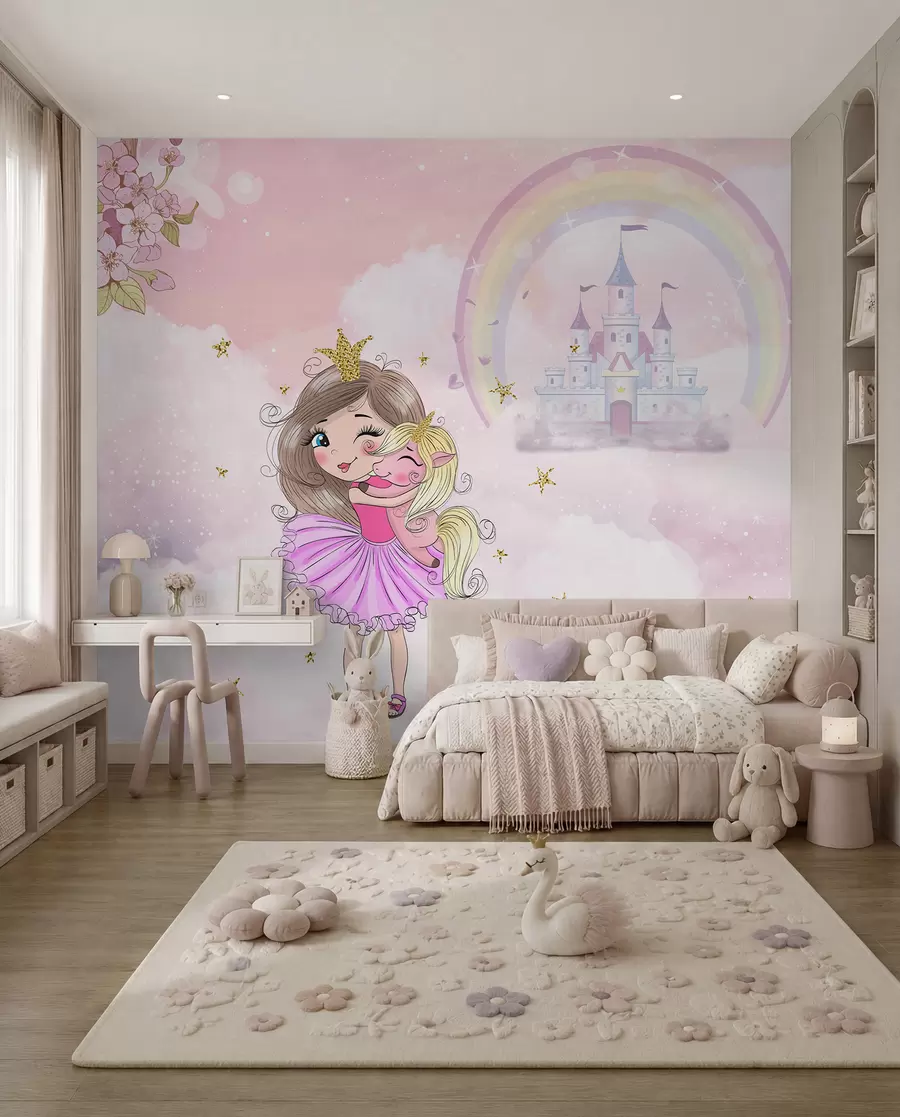 Fotobehang Prinses en haar eenhoorn u95401