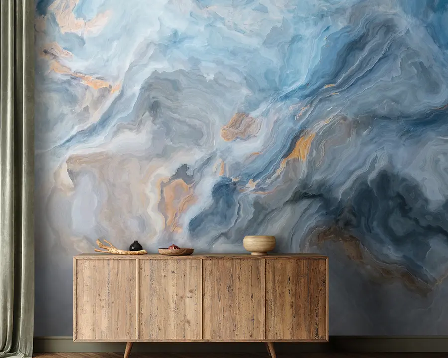 Fotobehang Blauw marmer u95540