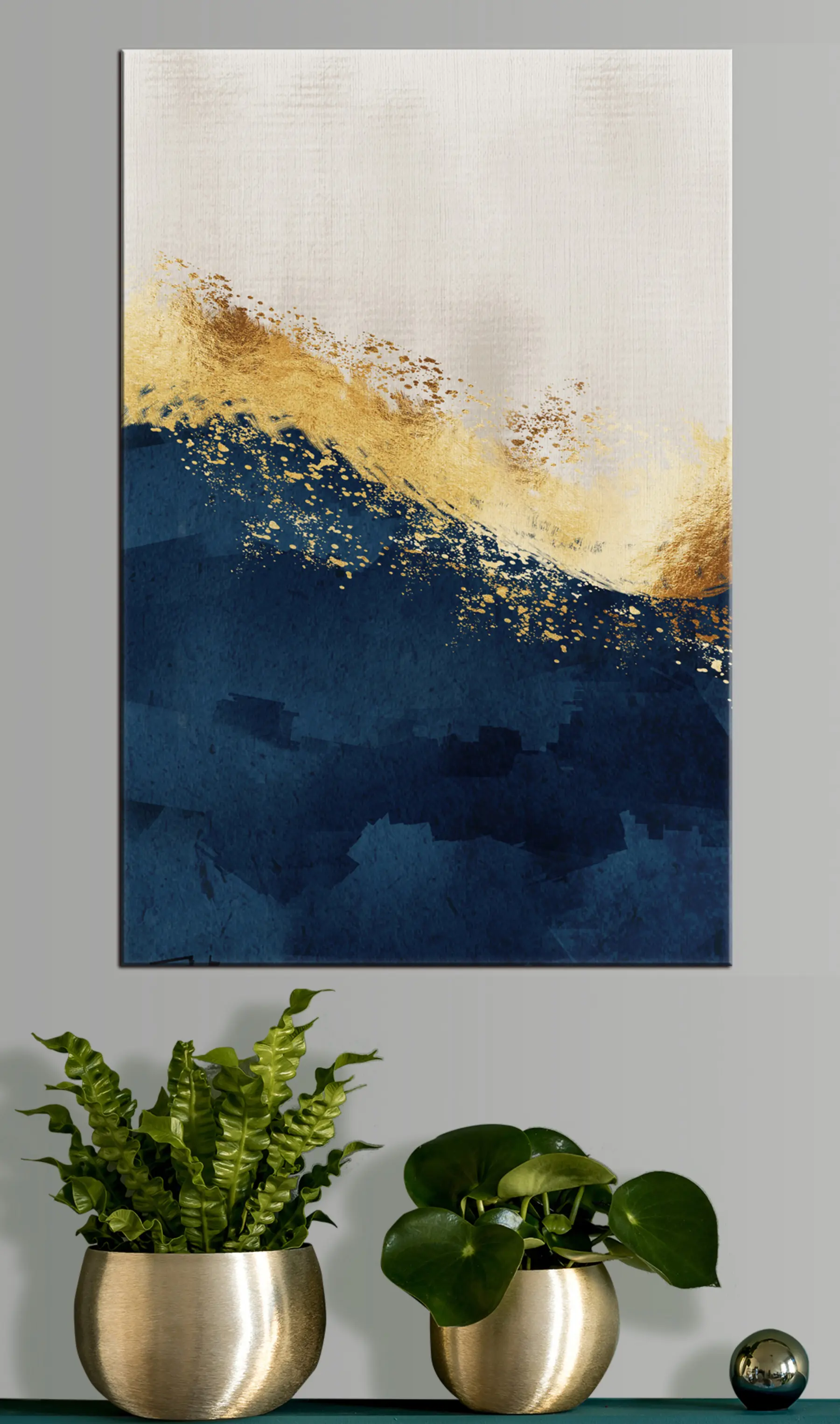 Fotobehang wit met goud op blauw s34212