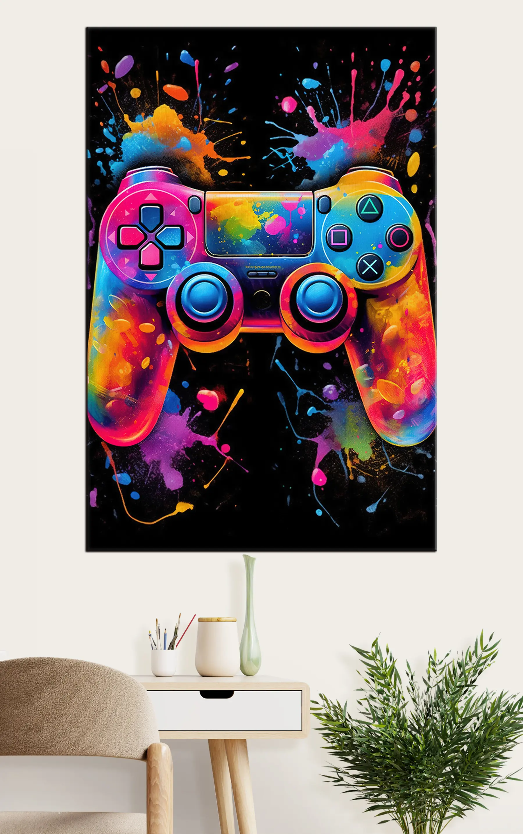 Fotobehang Gamepad en verfstrepen s34260