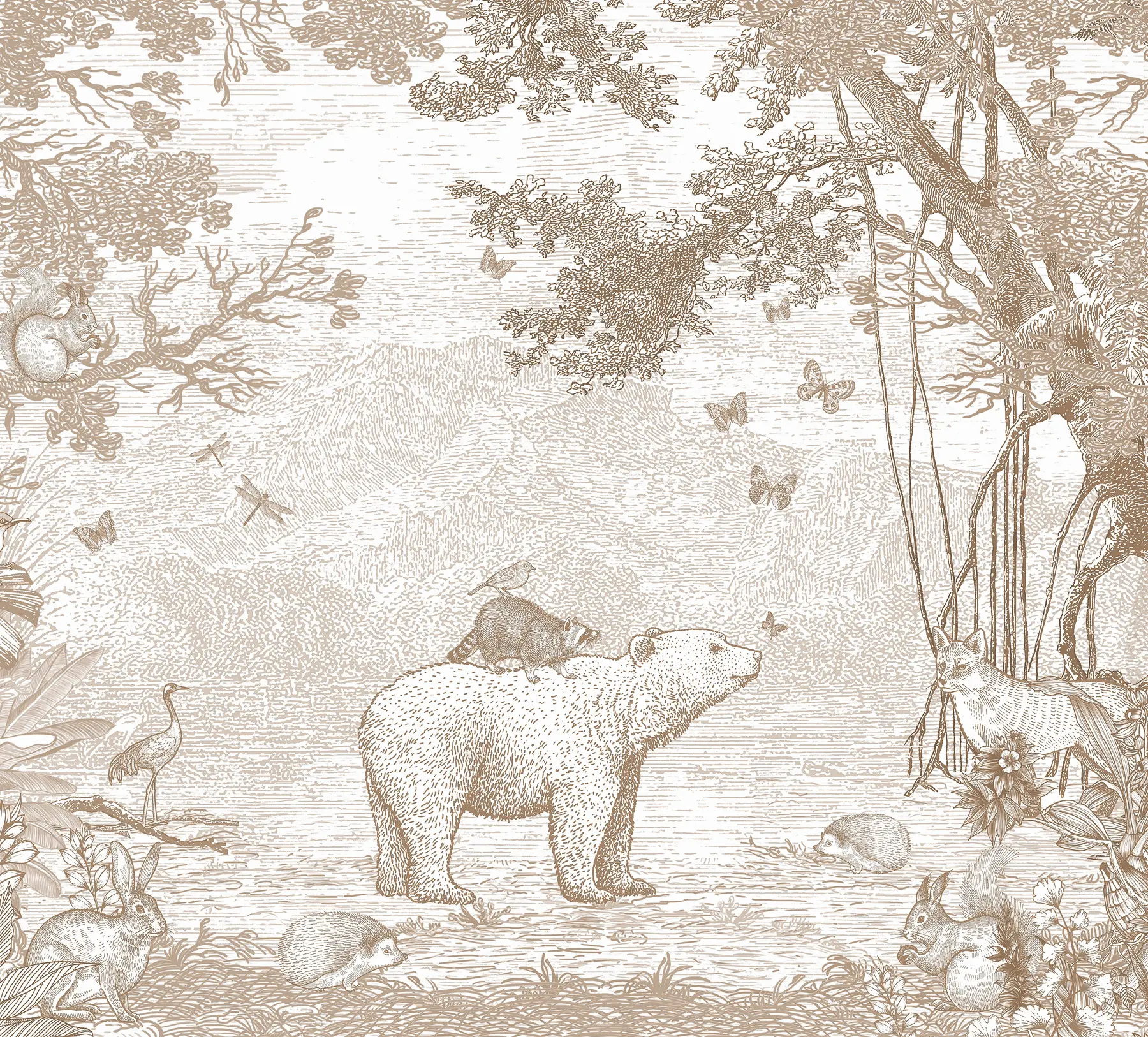 Fotobehang Sprookjesbos met schattige dieren u95425