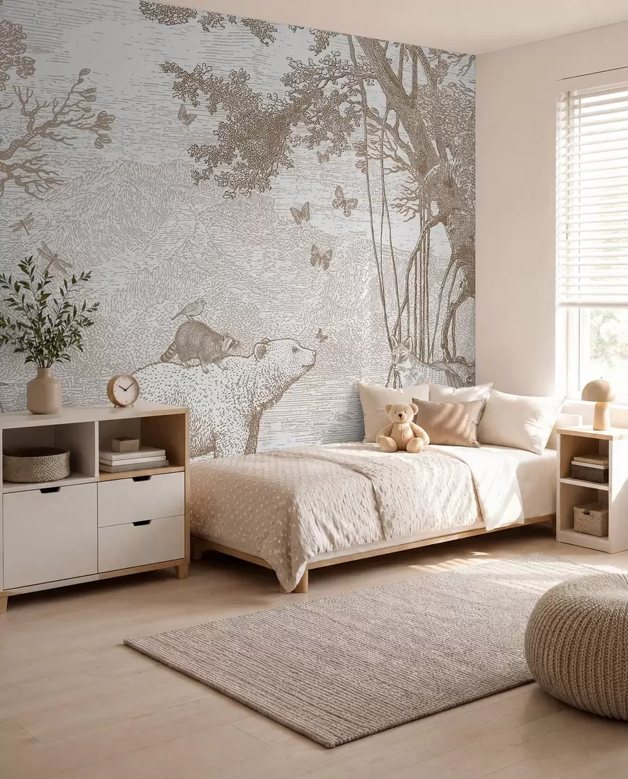 Fotobehang Sprookjesbos met schattige dieren u95425