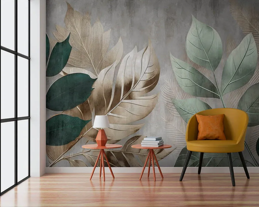 Fotobehang Bladeren op gestructureerde achtergrond u94827
