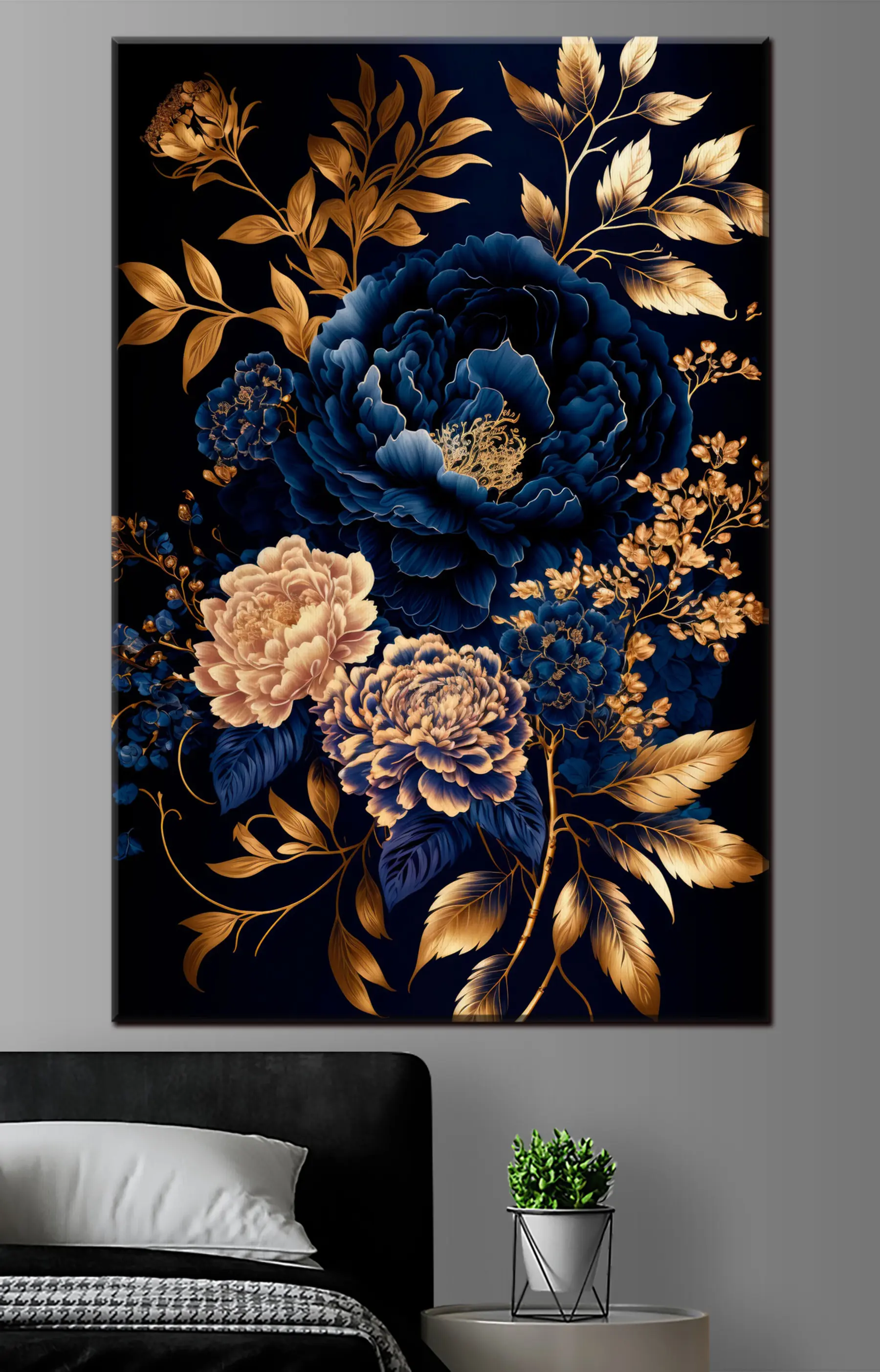 Fotobehang gouden bloemen achtergrond s34448