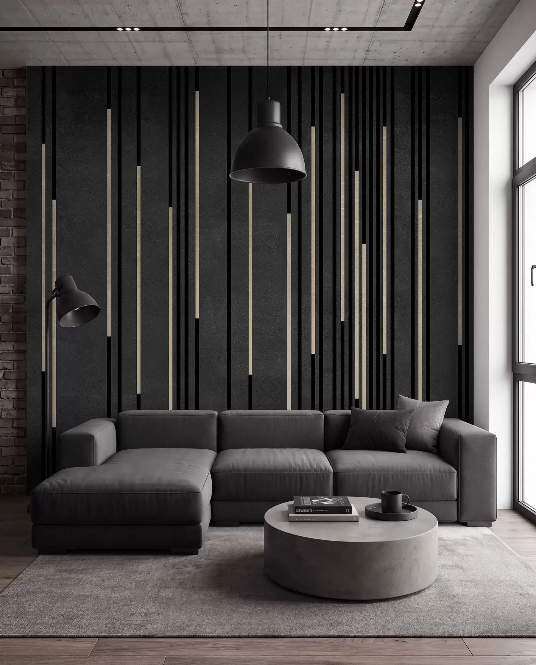 Fotobehang Messinglijnen op zwart u95905
