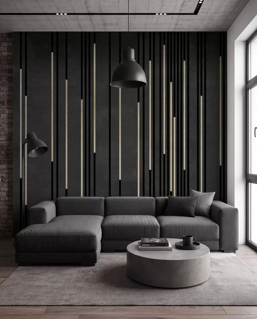 Fotobehang Messinglijnen op zwart u95905