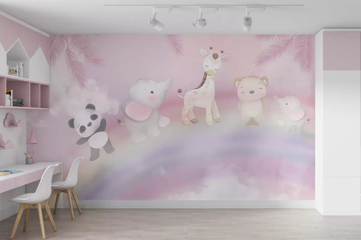 Fotobehang Dieren op de regenboog u95382