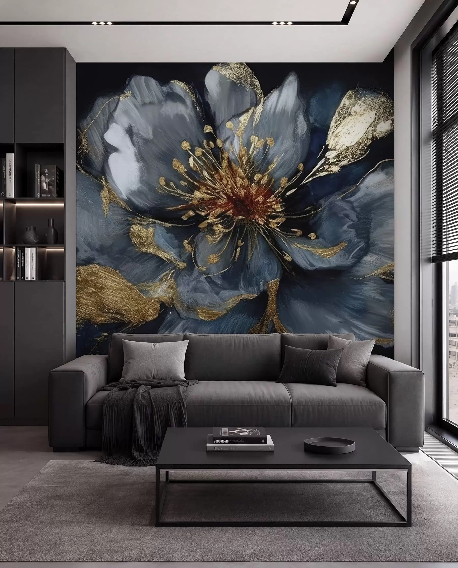 Fotobehang Middernachtblauwe bloem u95657
