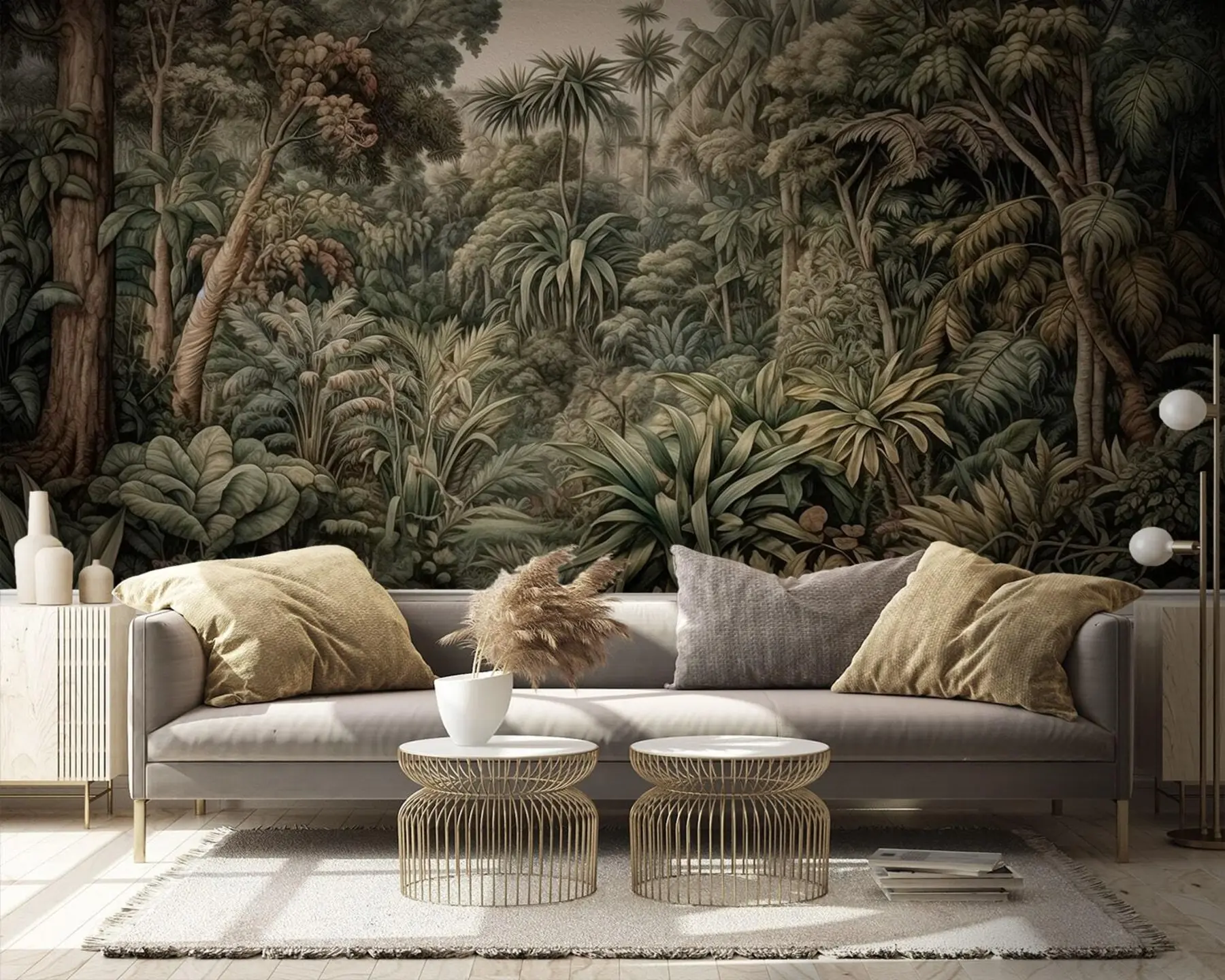 Fotobehang Prachtige abstracte groene jungle met tropische bladeren u96093