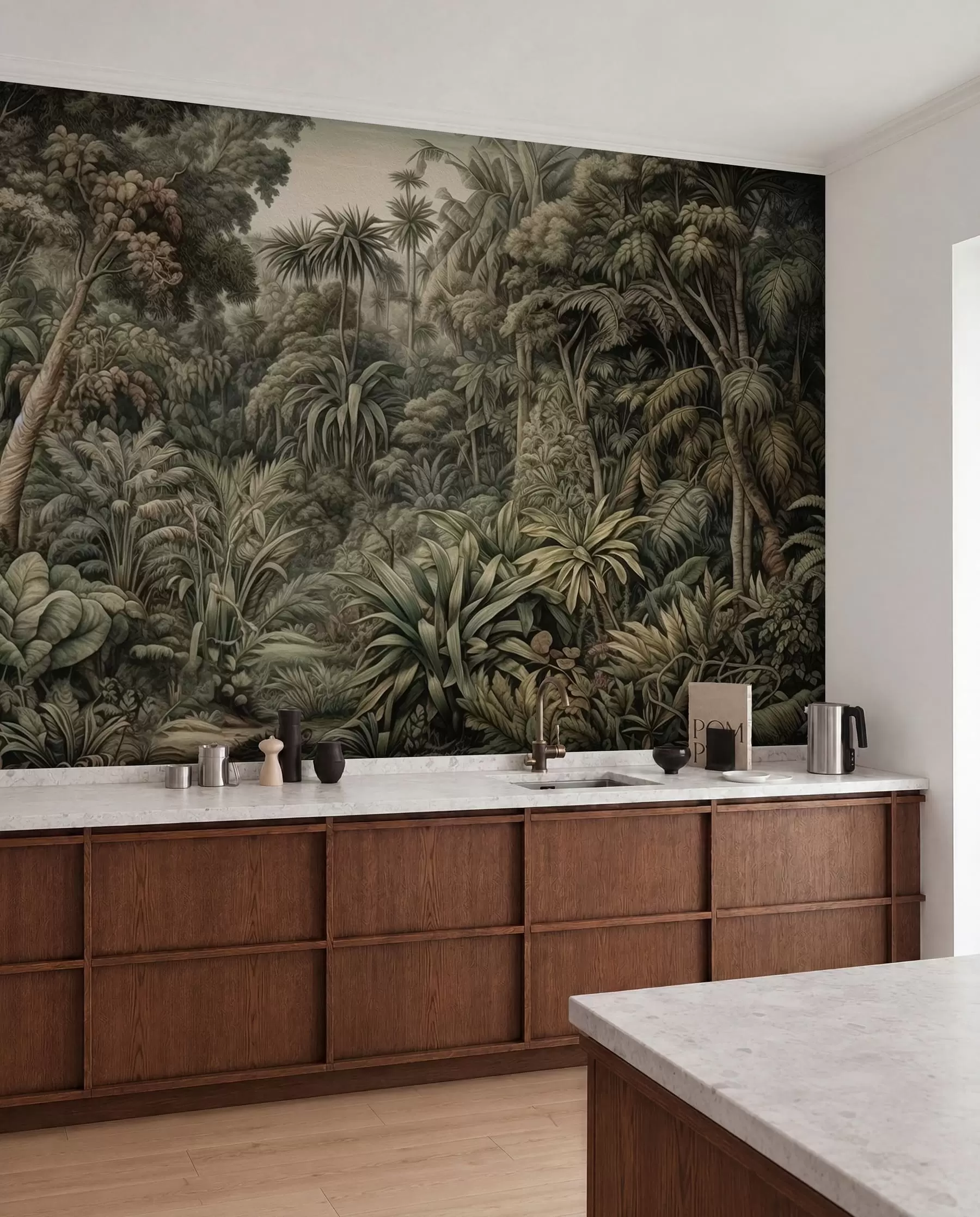 Fotobehang Prachtige abstracte groene jungle met tropische bladeren u96093