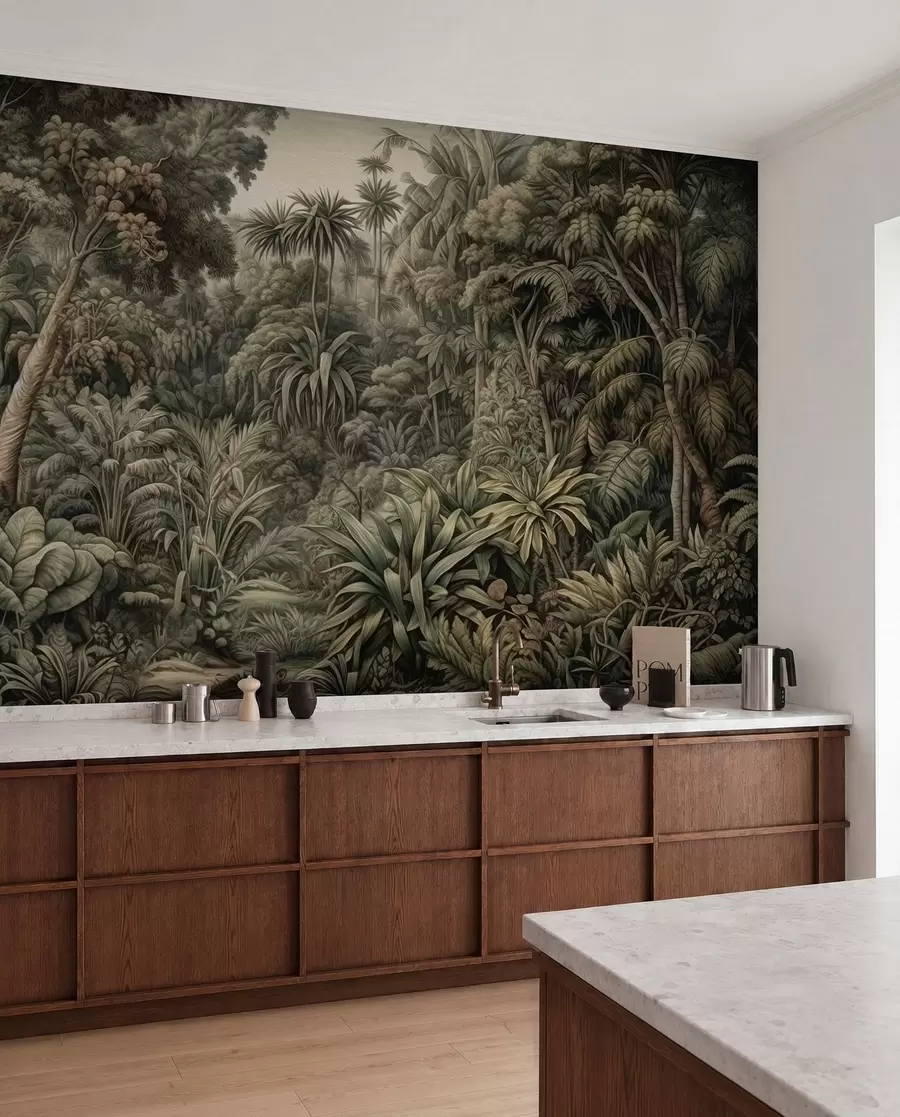 Fotobehang Prachtige abstracte groene jungle met tropische bladeren u96093