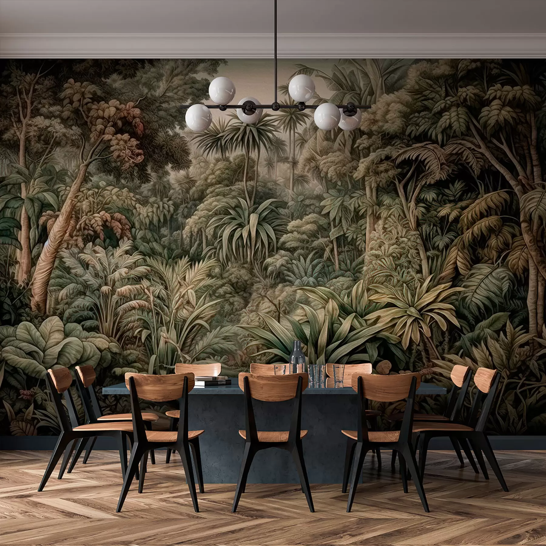 Fotobehang Prachtige abstracte groene jungle met tropische bladeren u96093