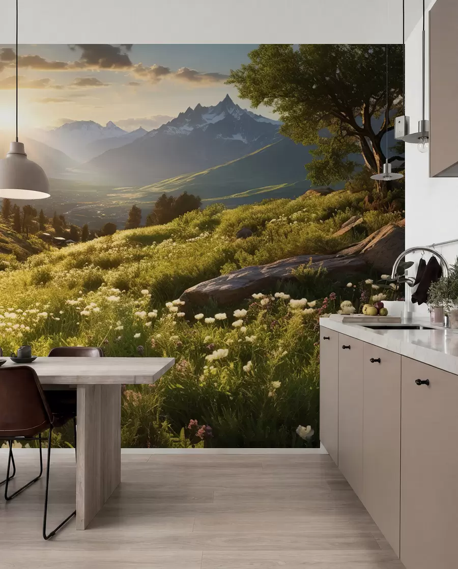 Fotobehang Berglandschap zonsondergang u96209