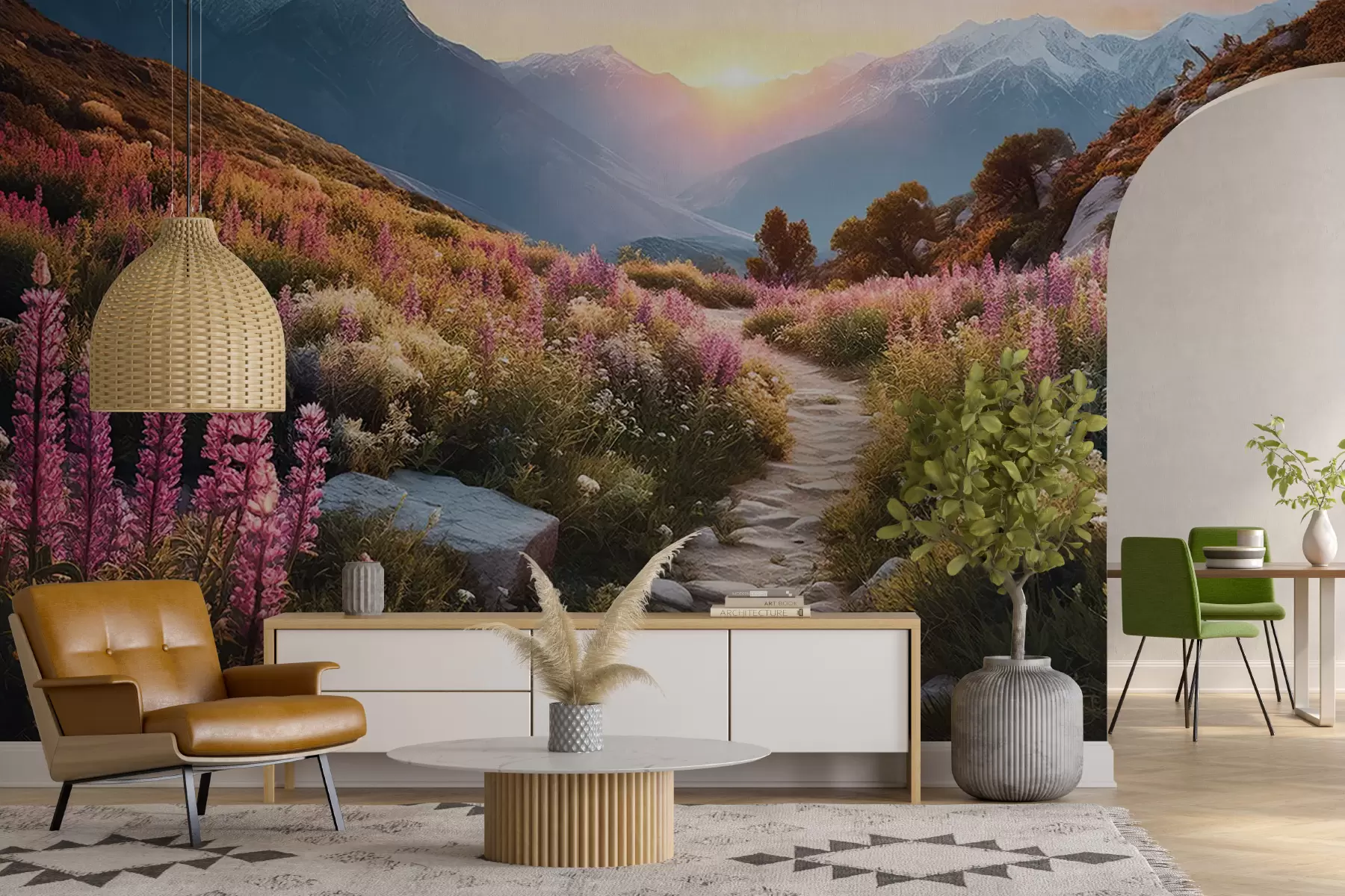 Fotobehang Berglandschap magische bloemen u96210